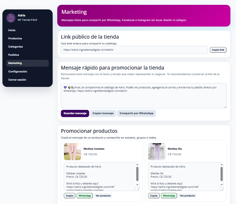 panel makt tienda